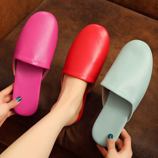 New spring and autumn Japanese leather slippers indoor home non-slip home floor couple men and women bag head sandals