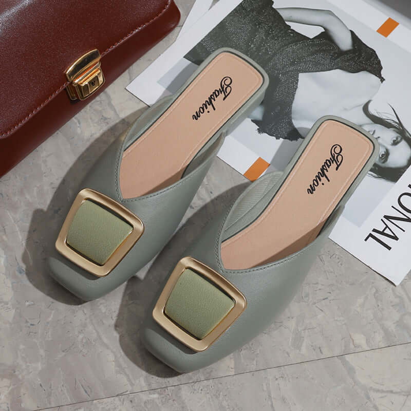 New sandals women's bag head slippers female summer wear fashion cool flip 5 lazy slippers shallow mouth half mover head women's shoes