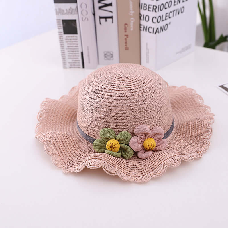 Beautiful Children's Straw Hat ~Breathable Protective Bonnet w/ Flower Design🌺