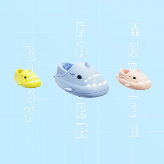 Three-dimensional cartoon shark bag root cotton drag children's eva slippers autumn and winter soft bottom indoor baby waterproof thick bottom cotton shoes