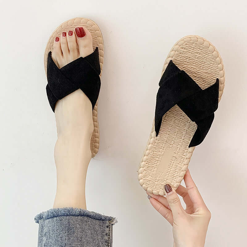 Slippers female summer wear 2021 Korean version of the new beach flat lazy pregnant women shoes