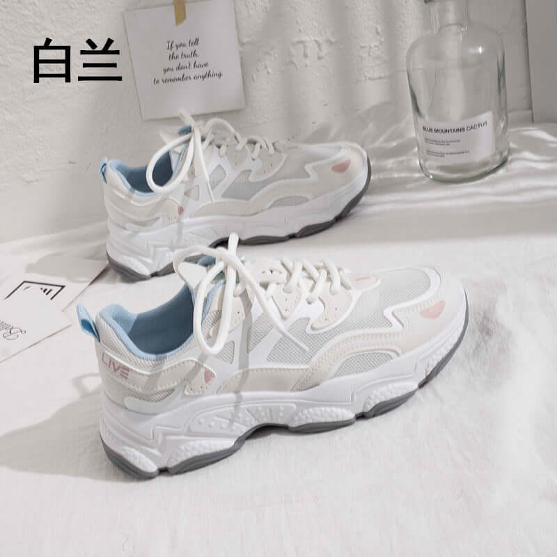 2021 spring and summer new Korean version of the increase in sports shoes female trend small white shoes female