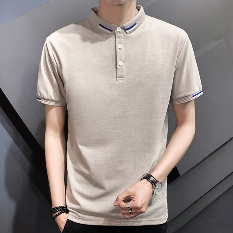 2021polo shirt short sleeve summer new solid color casual loose splicing fake two-piece tide card laperse youth clothes