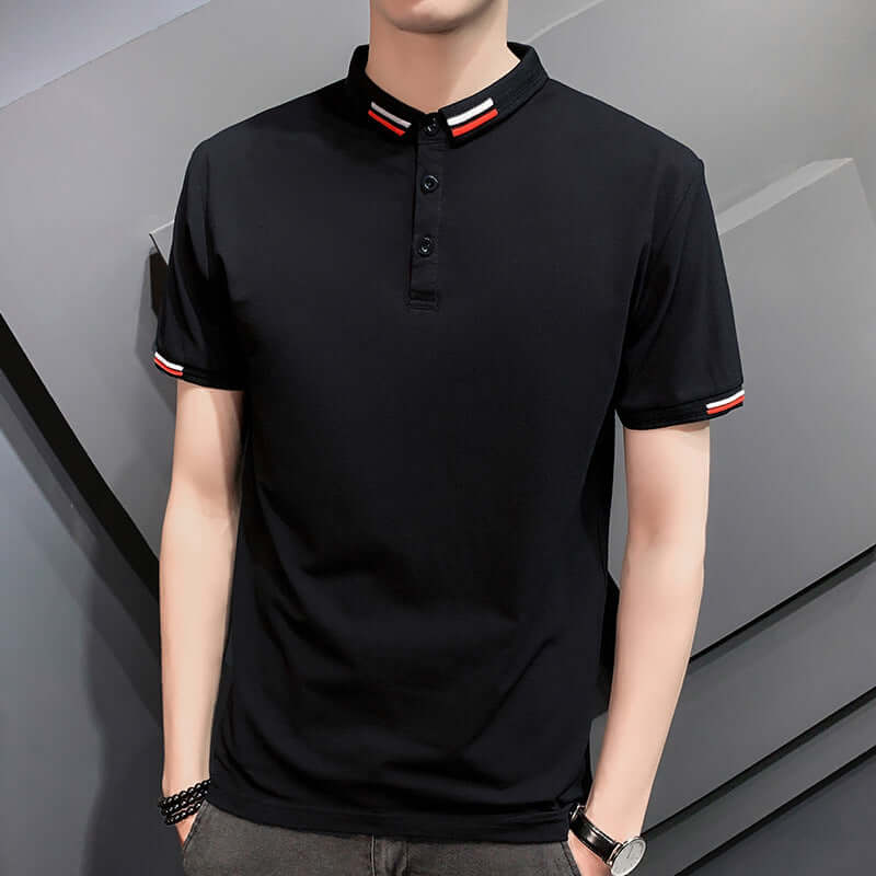 2021polo shirt short sleeve summer new solid color casual loose splicing fake two-piece tide card laperse youth clothes