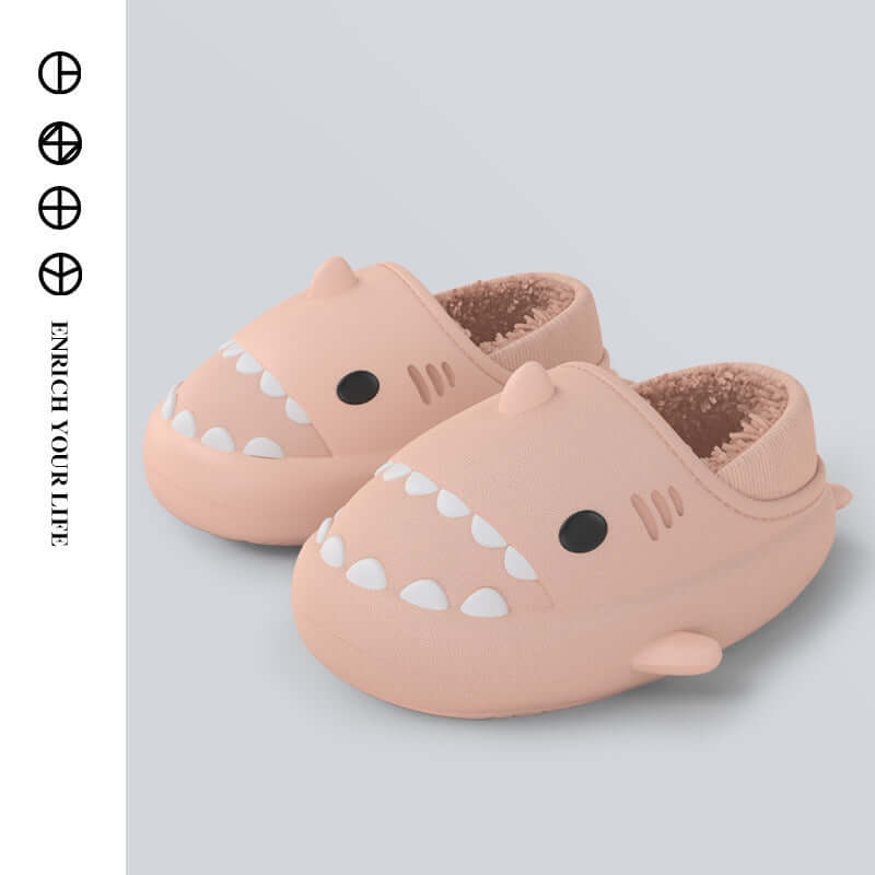 Three-dimensional cartoon shark bag root cotton drag children's eva slippers autumn and winter soft bottom indoor baby waterproof thick bottom cotton shoes