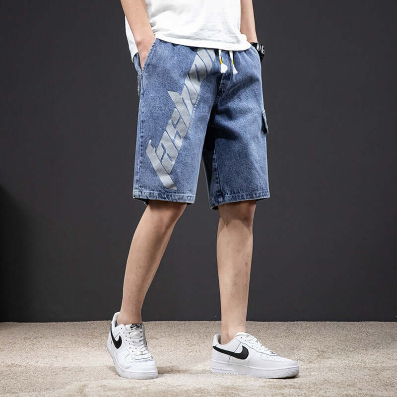 M-8XL large size denim shorts male 2021 summer new men's jeans Korean version of youth casual five pants