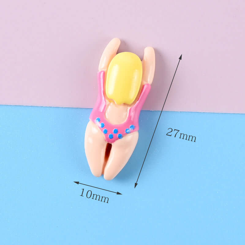 Resin cartoon swimming small man drop glue cream mobile shell accessories hairpin refrigerator stickers handmade DIY brooch material