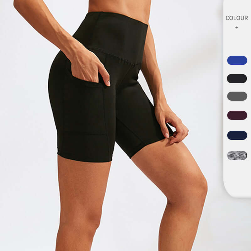 Women's High Waist Yoga-Fitness Shorts w/ Side Pocket