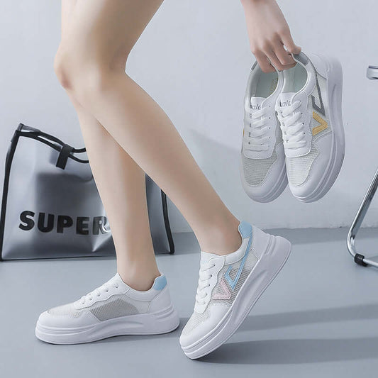 INS breathable small white shoes female mesh 2021 summer new Korean version of the student shoes women's thick bottom shoes female D08