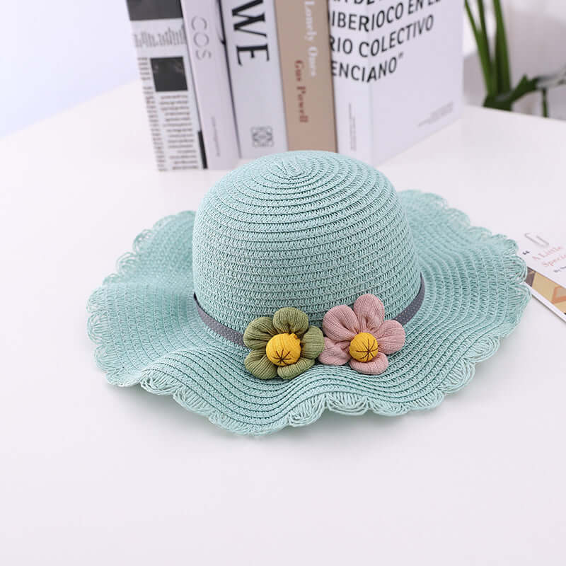 Beautiful Children's Straw Hat ~Breathable Protective Bonnet w/ Flower Design🌺