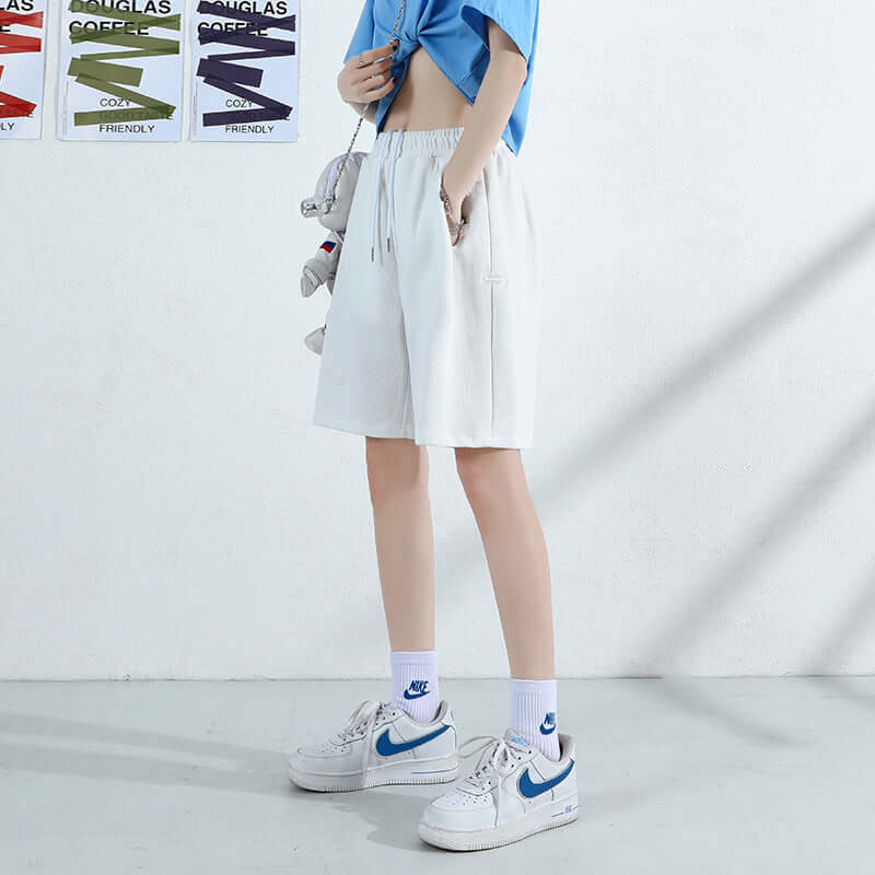 Sports shorts female summer thin section 2021 new loose straight casual weapper wide leg five points pants tide H628