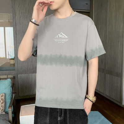 Short Sleeve Male T-Shirt 2021 Summer New Loose Tide Distance Simple Embroidery Men's Shirt Geometric Men's T-Shirt Hemles