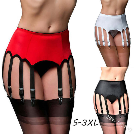 Manufacturers wholesale sexy lingerie women's sexy stockings garter belt one hollow perspective 10-claw garter clip