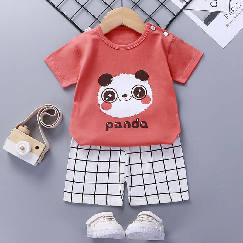 Children's summer suit cotton new baby short-sleeved shorts boys clothes 2021 girls baby suit