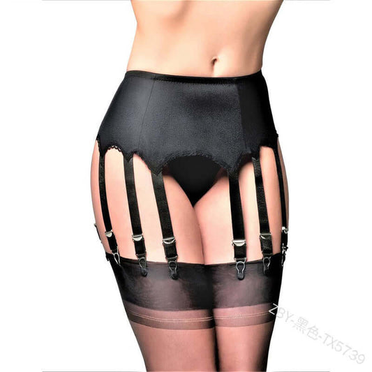 Manufacturers wholesale sexy lingerie women's sexy stockings garter belt one hollow perspective 10-claw garter clip