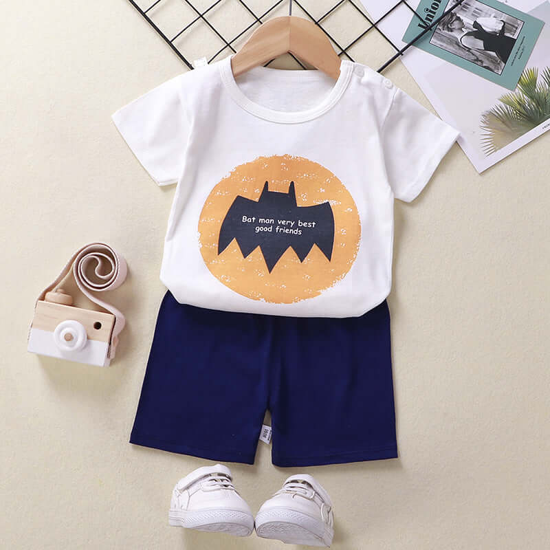 Children's summer suit cotton new baby short-sleeved shorts boys clothes 2021 girls baby suit