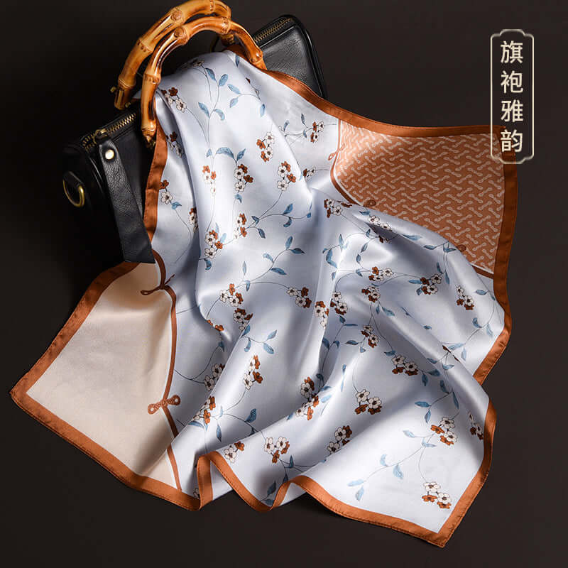 2020 new print small square towel female spring and autumn decoration silk small square towel multi-purpose silk scarf beach towel