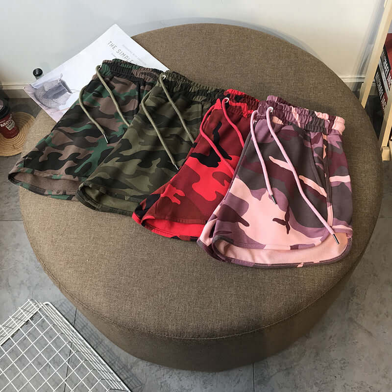 2021 spring and summer new women's shorts wear camouflage sports casual hot pants loose and thin high waist beach pants tide