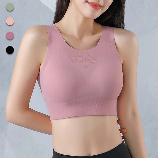 No trace breathable mesh shockproof sports underwear female yoga running fitness outer pendant vest large size sports bra