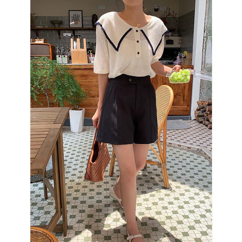 suit shorts female 2021 new summer casual pants high waist slim hairs five pants DX621