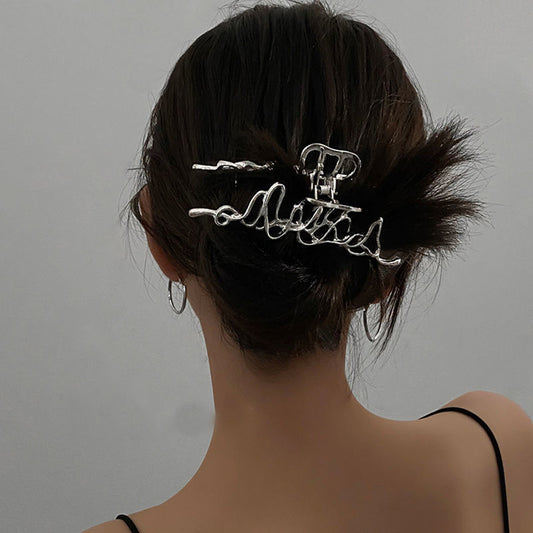 Korean version of the personality irregular metal liquid styling hair clip female diagenes