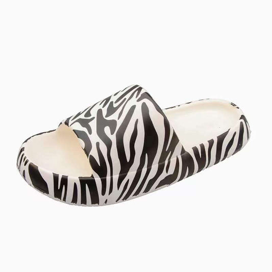 In summer, the new style of stepping on shit-feeling cows striped graffiti slippers couples wear soft bottom indoor non-slip sandals and slippers for men and women