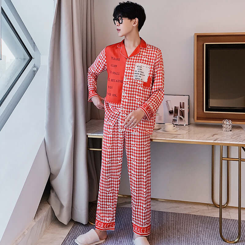 New creative thousand birds Korean fashion couple pajamas INS trend tide pajamas 2 sets of high-definition tyrants