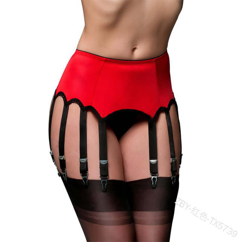 Manufacturers wholesale sexy lingerie women's sexy stockings garter belt one hollow perspective 10-claw garter clip