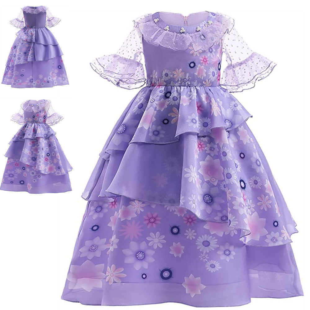 Europe and the United States Amazon children's clothing children's skirt magic full house series purple dress fluffy children's cute skirt