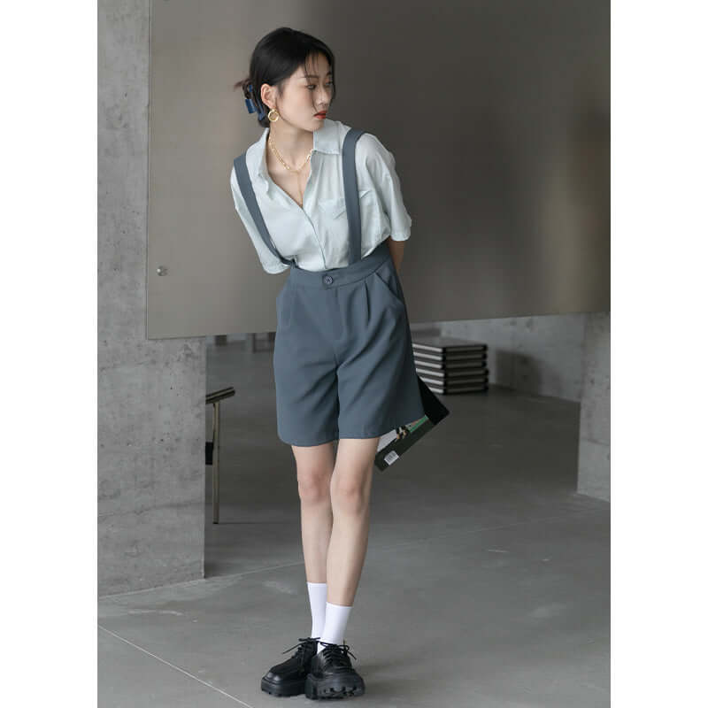 Retro port wind a wide leg with pants loose suitaded 2021 summer straight pants Korean shorts INS tide