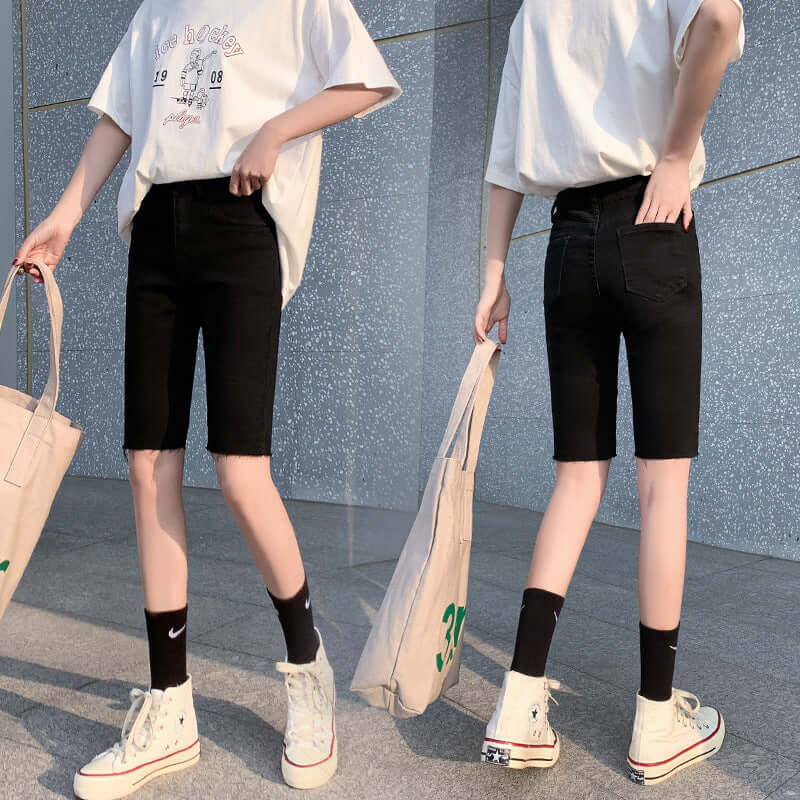 Denim shorts female summer 2021 Slim stretch casual five pants high waist thin wild riding pants manufacturers wholesale