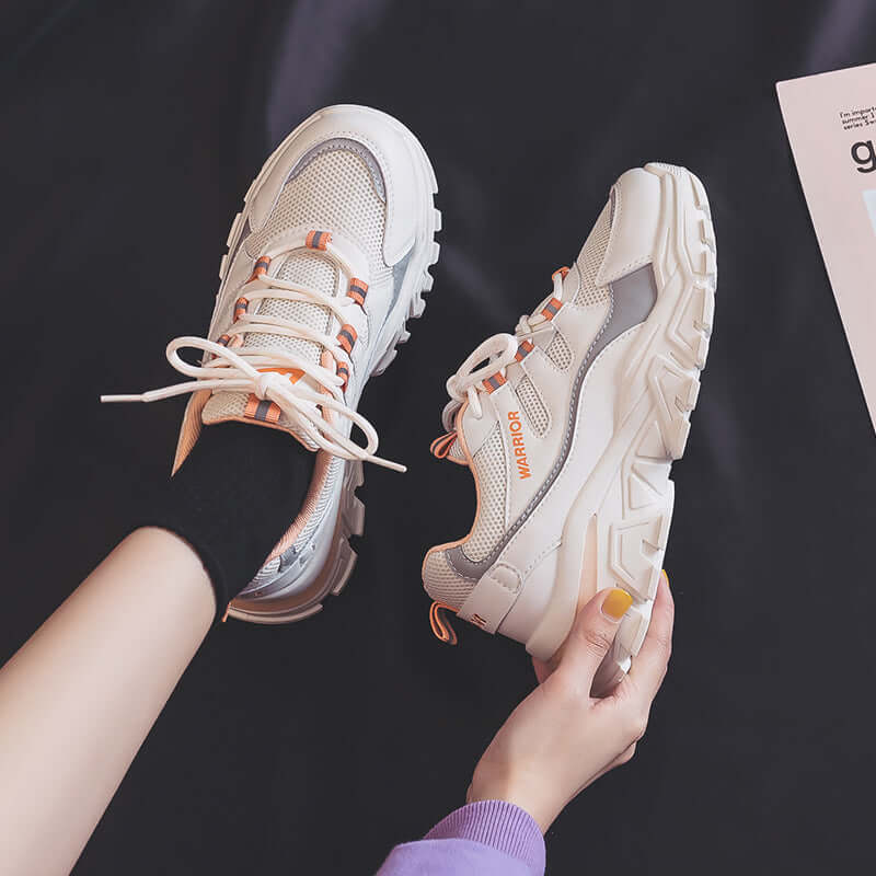 Runner official flagship store women's shoes old shoes 2021 spring new thick bottom increase casual sports shoes 0134