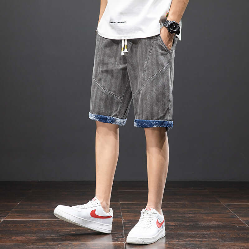 M-8XL large size denim shorts male 2021 summer new men's jeans Korean version of youth casual five pants