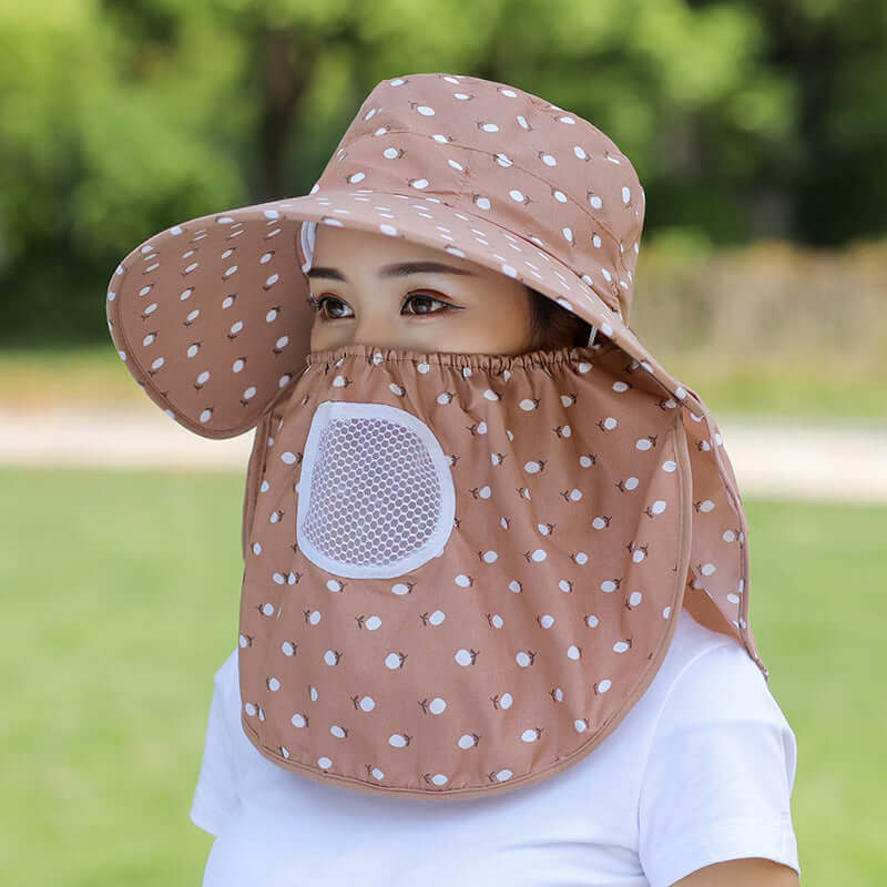 Square cherry printing tea cap sun hat sunscreen hood summer hat female dry farm live outdoor labor