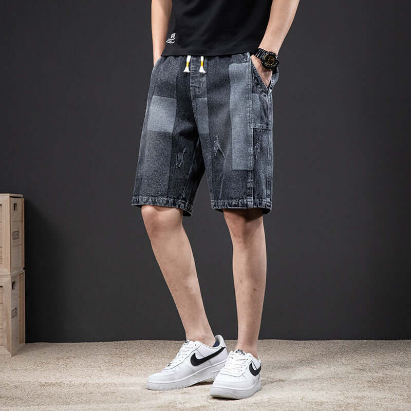 M-8XL large size denim shorts male 2021 summer new men's jeans Korean version of youth casual five pants