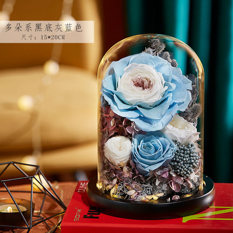 Preserved Flower Glass Cover Finished Rose Wholesale Valentine's Day Gift Preserved Flower Preserved Flower Gift Box One Dropshipping