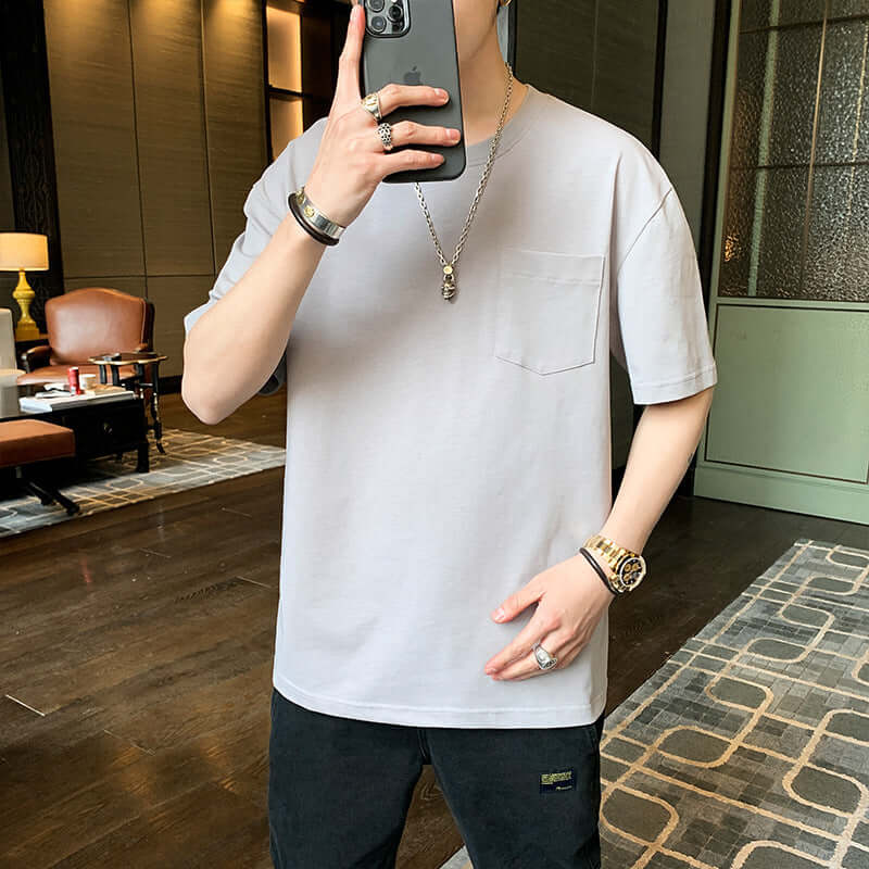 T-shirt male 2021 summer Korean casual fashion loose cotton shirt men teen students trend short sleeve T-shirt