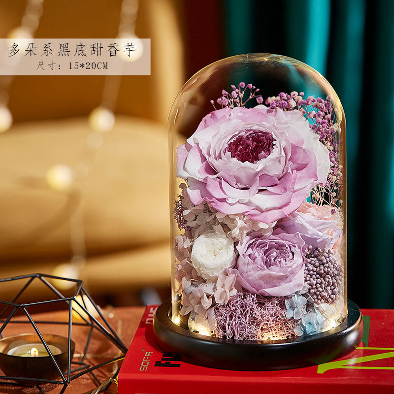 Preserved Flower Glass Cover Finished Rose Wholesale Valentine's Day Gift Preserved Flower Preserved Flower Gift Box One Dropshipping