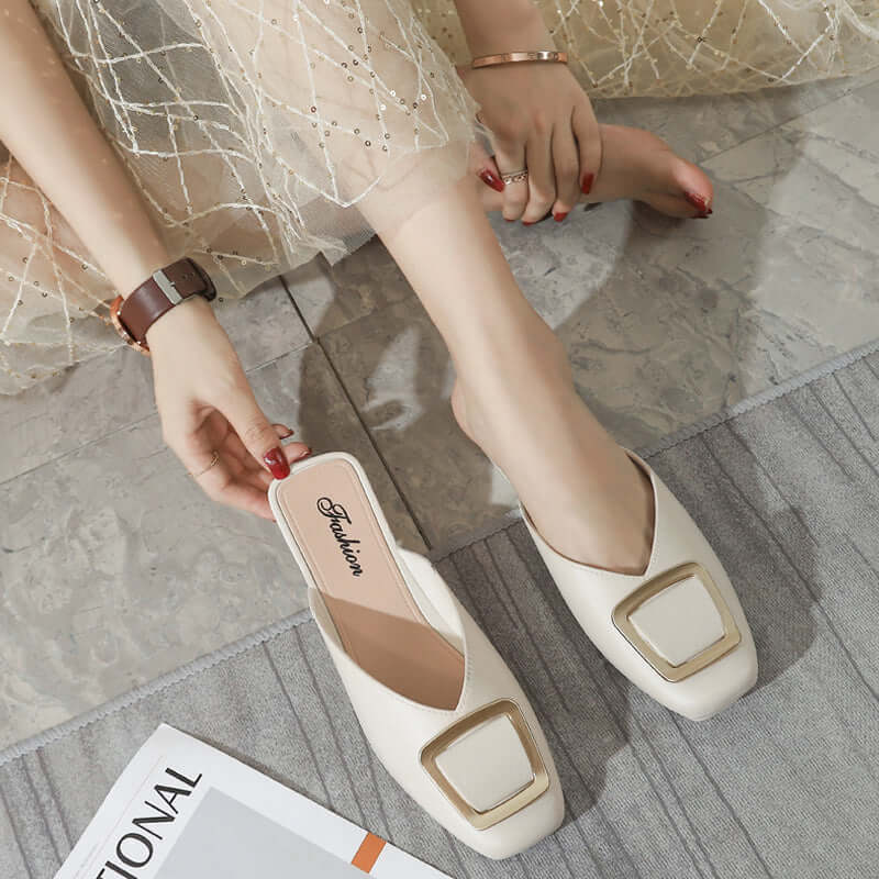 New sandals women's bag head slippers female summer wear fashion cool flip 5 lazy slippers shallow mouth half mover head women's shoes