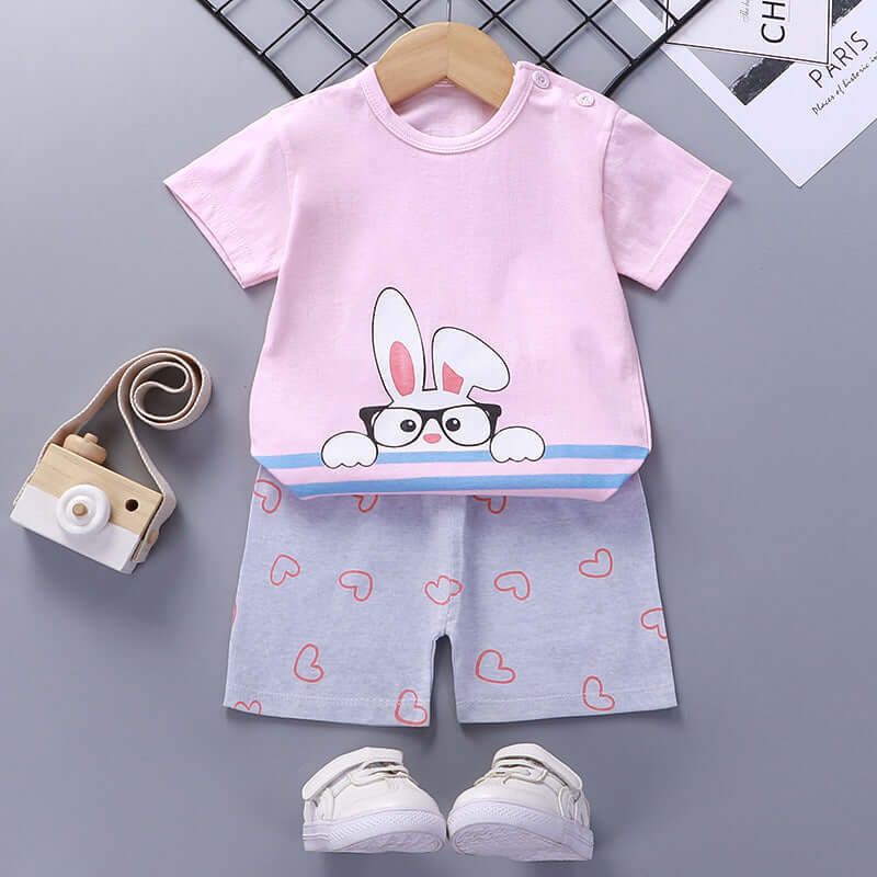 Children's summer suit cotton new baby short-sleeved shorts boys clothes 2021 girls baby suit