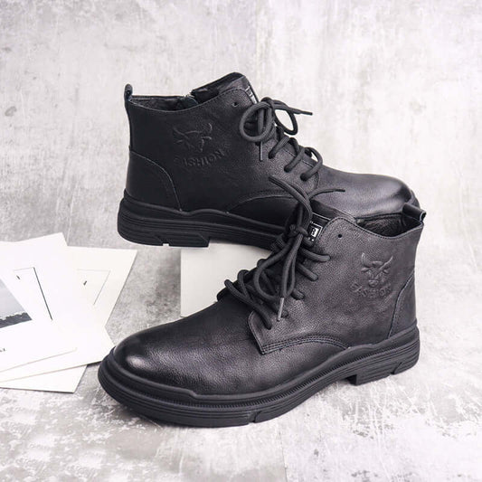 First layer leather retro Martin boots male 2021 autumn and winter new leather men's shoes spot round head casual boots