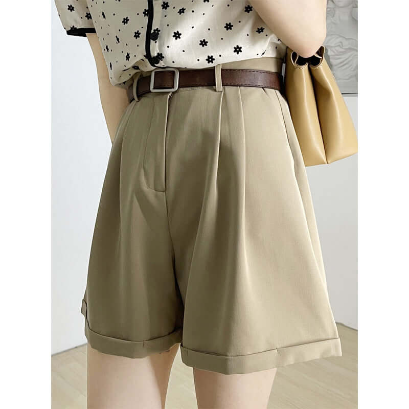 Orange 2021 summer suit pants casual pants women's high waist simple card loose slim harsh shorts 358