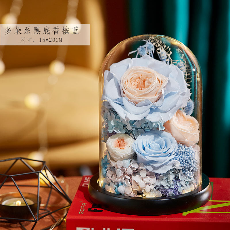 Preserved Flower Glass Cover Finished Rose Wholesale Valentine's Day Gift Preserved Flower Preserved Flower Gift Box One Dropshipping