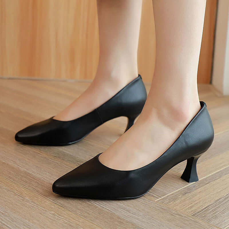 First layer leather fashion ladies work shoes 2021 summer new breathable stiletto pointed leather women's shoes fashion shoes