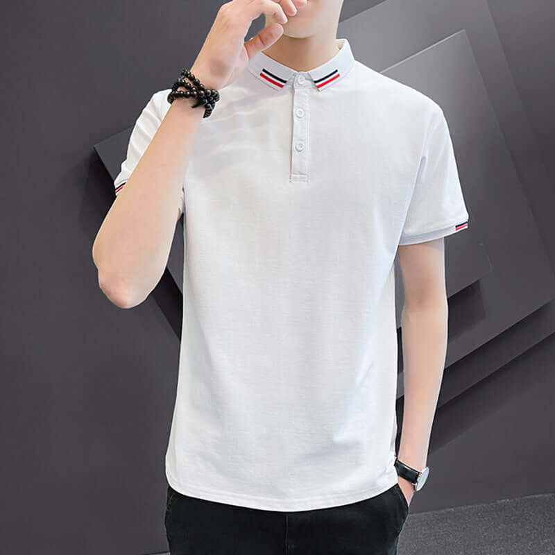 2021polo shirt short sleeve summer new solid color casual loose splicing fake two-piece tide card laperse youth clothes