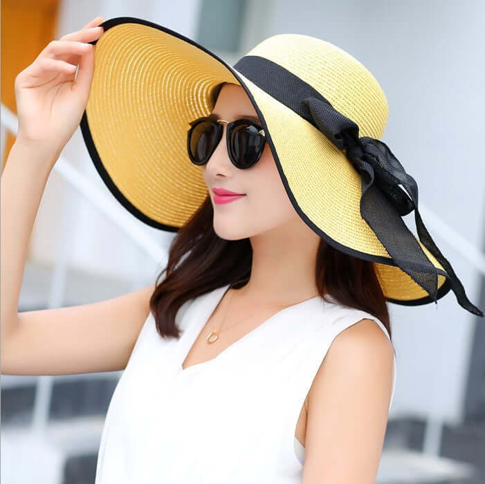 Manufacturers sell big brim hat shade straw hat female summer foldable sunscreen sun hat travel seaside vacation beach hat