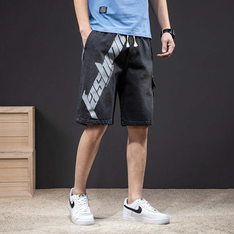 M-8XL large size denim shorts male 2021 summer new men's jeans Korean version of youth casual five pants