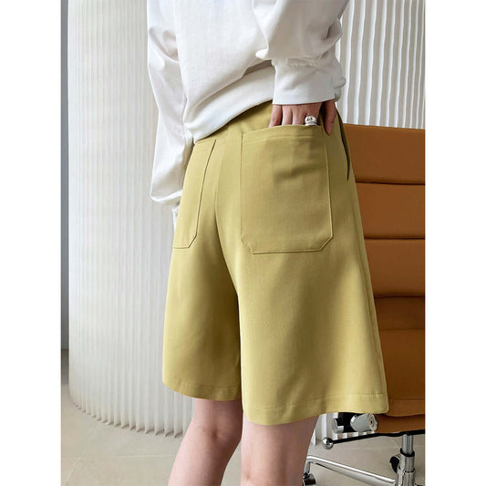 Deer Xi wide legs suit shorts female summer 2021 new high waist slim INS thin section casual five pants 1012