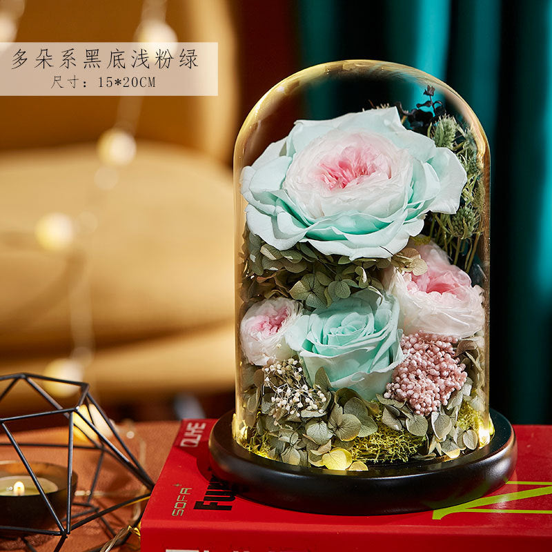 Preserved Flower Glass Cover Finished Rose Wholesale Valentine's Day Gift Preserved Flower Preserved Flower Gift Box One Dropshipping