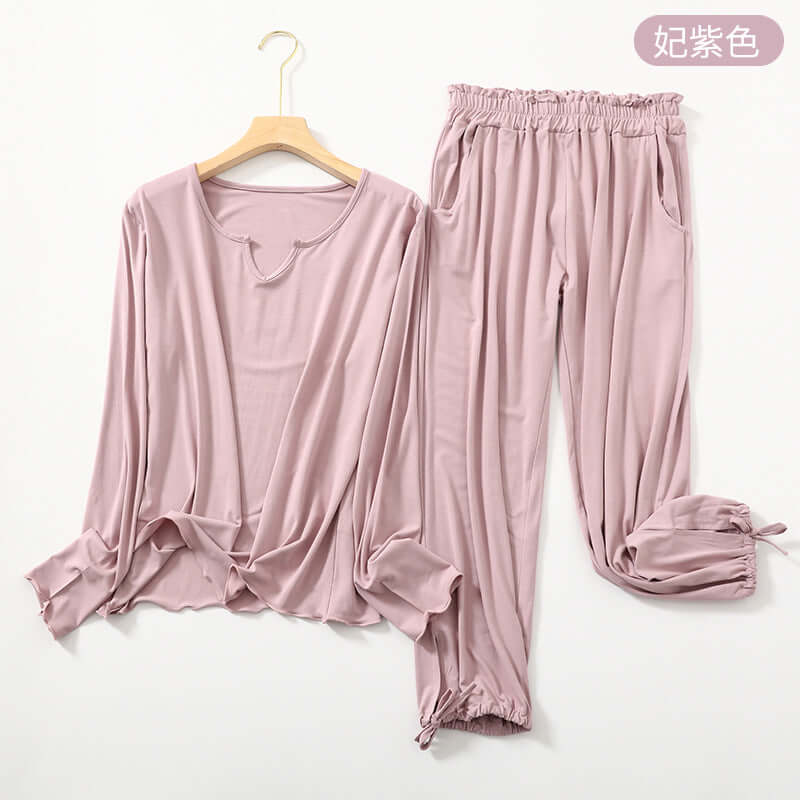 Pajamas female spring and summer long sleeves, precision Momo, home service thin section spring, autumn ice silk air conditioning two-piece suit